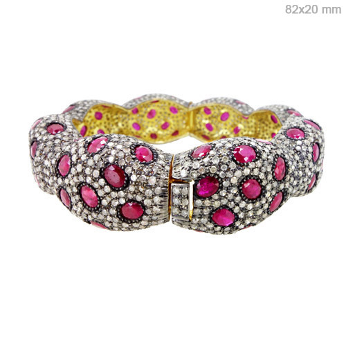 Pave Diamond Precious Ruby Bangle Jewelry