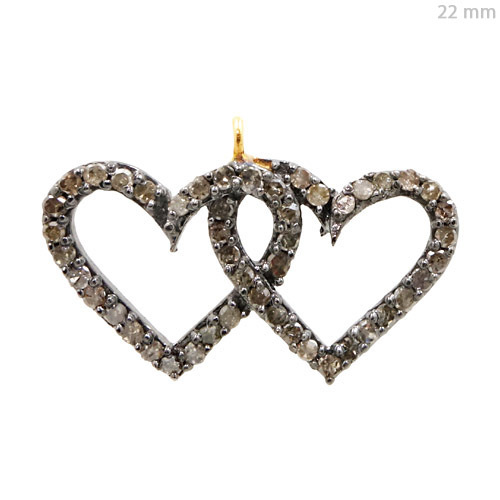 14k Gold Diamond Pave Heart Charm