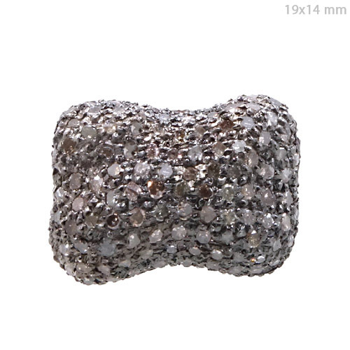Pave Diamond Silver Finding - 925 Sterling Silver, 19x14 mm | Sparkling Diamonds, Elegant Design, Durable Material
