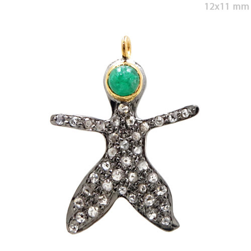 Pave Diamond Emerald Charm