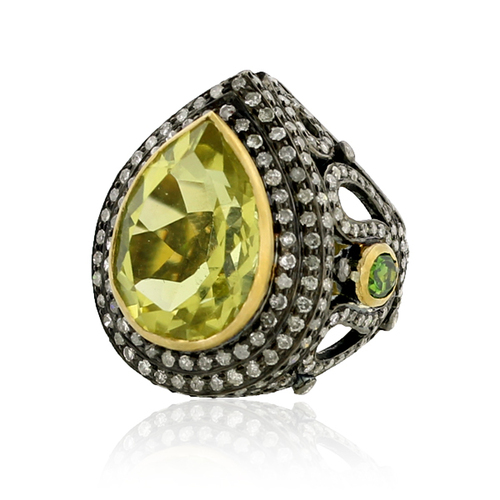 Diamond Gemstone 18k Gold Fashion Ring Jewelry