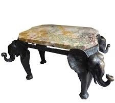 Marble Table - Marble & Metal, Variable Dimensions, Multi-colored | Elegant Design, Elephant Legs, Sturdy Build, Antique Style