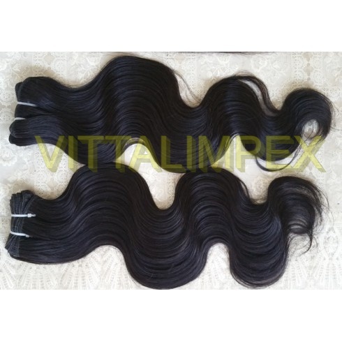 Natural Black /Brown Machine Weft Body Wavy Hair