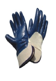 Cotton Canvas with Blue Nitrile Coated Hand Gloves