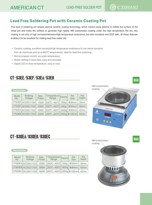 Lead Free Soldering Pot With Ceramic Coating