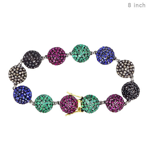 Multi Sapphire Diamond Gemstone Bracelet
