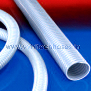 PVC Hose - Rigid PVC 20-152mm I.D., 25-164mm O.D., Grey, Smooth Interior, Hard Plastic Spiral | UV Resistance, Ozone Resistance, Flexible PVC, -25 to +60°C Temperature Range, Vacuum 0.500-0.250 Bar