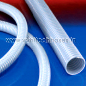 PVC Hose - Rigid PVC Spiral, I.D. 25-152 mm, Grey, Soft PVC Wall, UV and Ozone Resistant, Flexible