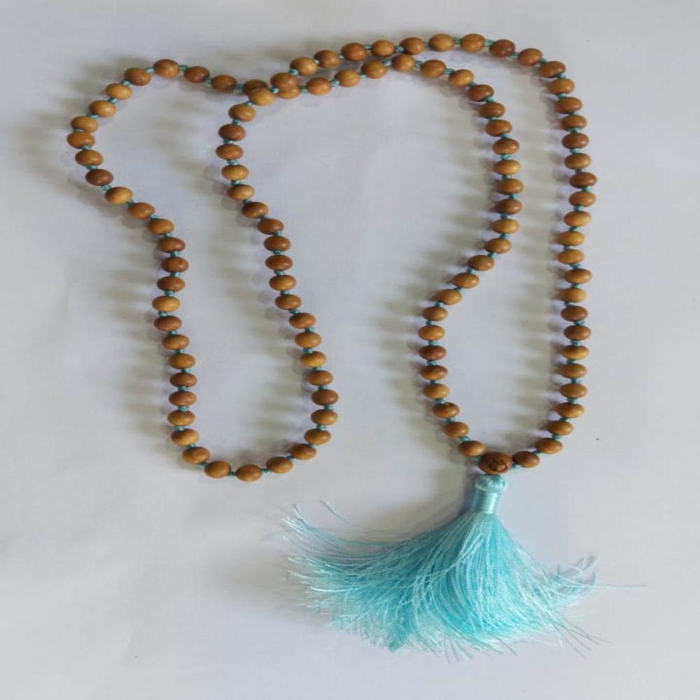 Sandalwood Bead Necklace - Handmade Pure Sandalwood, Finely Polished With Soothing Fragrance For Meditation And Chanting