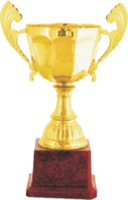 Designer Trophies - Metal and Wood, 10x10 cm Base, Gold, Polished Finish | Elegant Design, Award Recognition, Motivational Tool