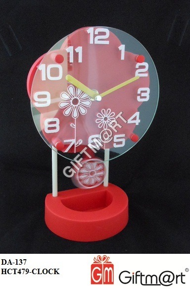 Red 3D Office Table Clock