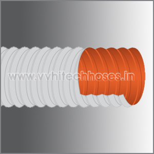 Glass Fabric Hose - Glass Fibre, ID 50-1000 MM, Brik-Red Inner Tube, Grey Cover | Metal Clipped Helix, Chemical, Heat, Ozone & UV Resistant, Compressible