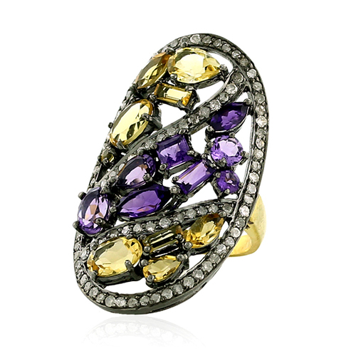 Diamond Gemstone 18k Gold Ring Jewelry