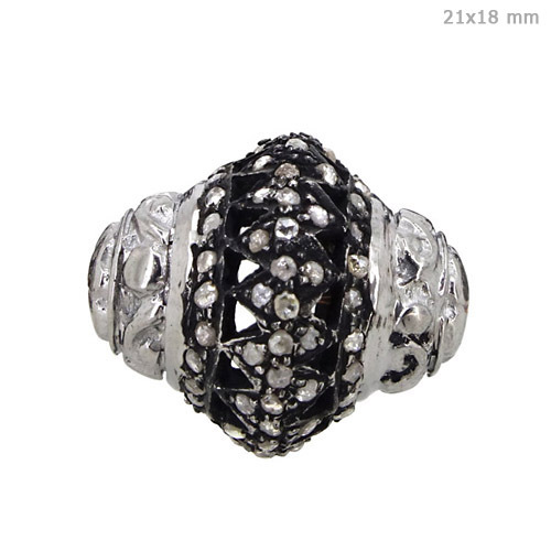 Diamond Silver Filigree Bead Finding