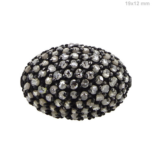 Pave Diamond Silver Bead Jewelry