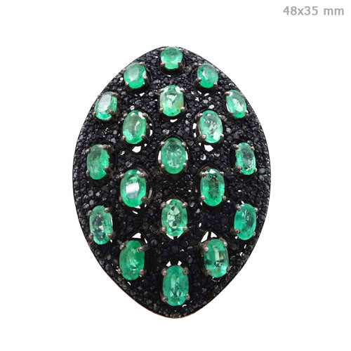 Emerald Diamond Gold Ring Marquise Shape Jewelry