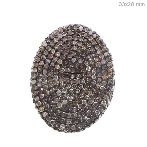 Pave Diamond Silver Ring - 925 Sterling Silver, 33x28 mm, 8.4 CTS Diamonds | Elegant, Sparkling, Giftable
