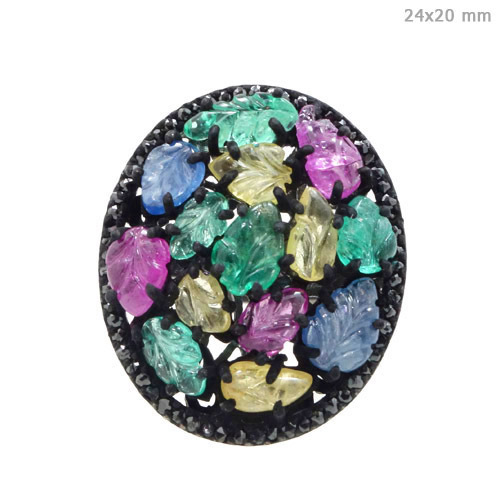 Diamond Multi Tourmaline Silver Ring