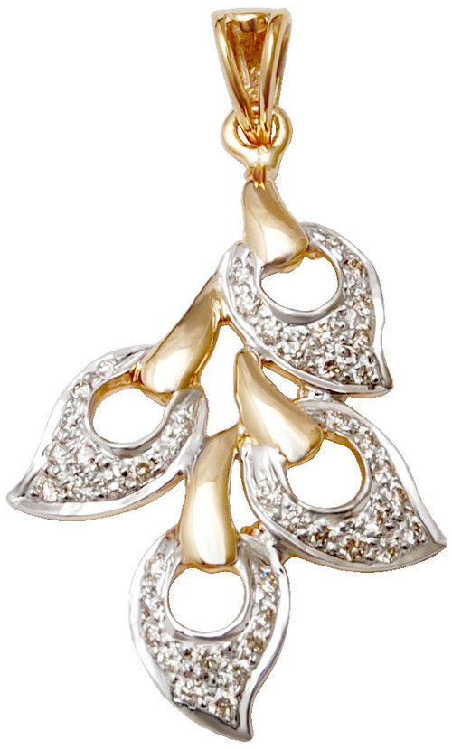 new design wholesale real gold jewelery,  Four Leaves  Shaped gold diamond pendant