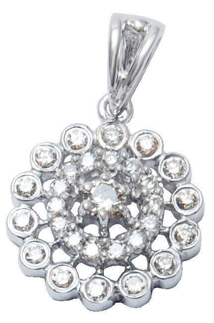 2013 Wholesale Round Shape  Diamond Pendant , Cluster Diamond Pendant In White Gold Diamond Clarity: Fl