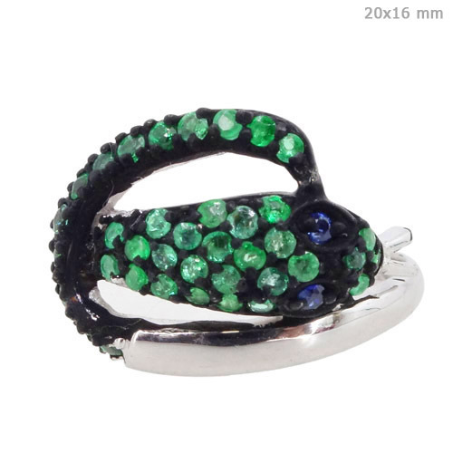 Emerald Blue Sapphire Silver Ring