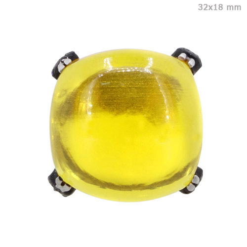 Diamond Citrine Silver Ring