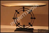 Polished Cast Iron Table With Mango Top