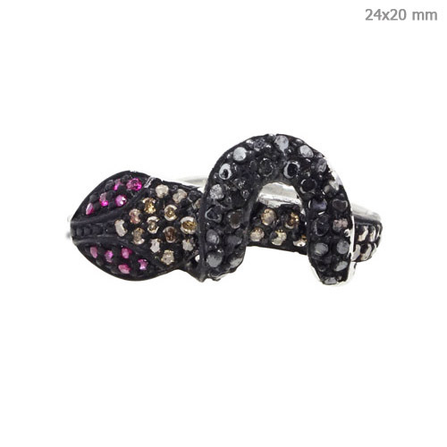 Ruby Diamond Silver Gemstone Ring
