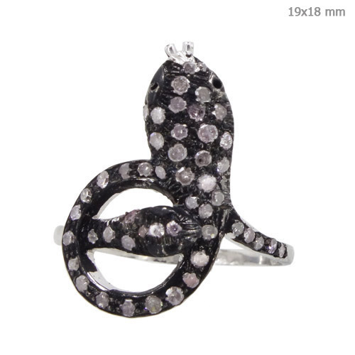 Diamond Silver Snake Ring