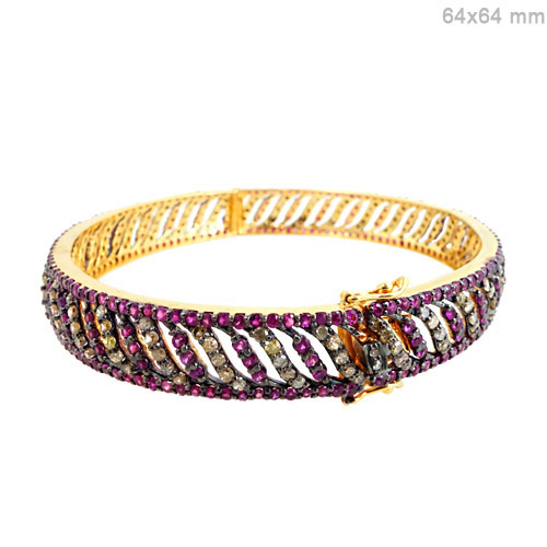 Diamond Ruby Gold Bangle