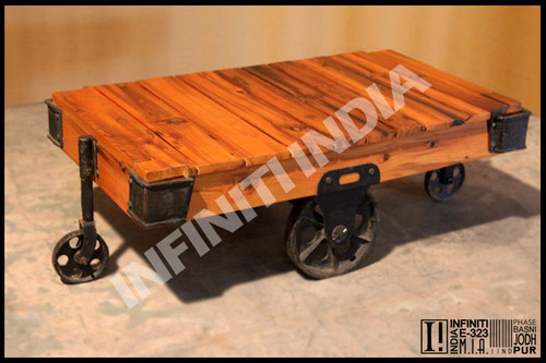 Metal Industrial Iron Cart Coffee Table
