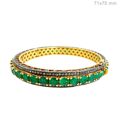 Emerald Diamond Gold Bangle