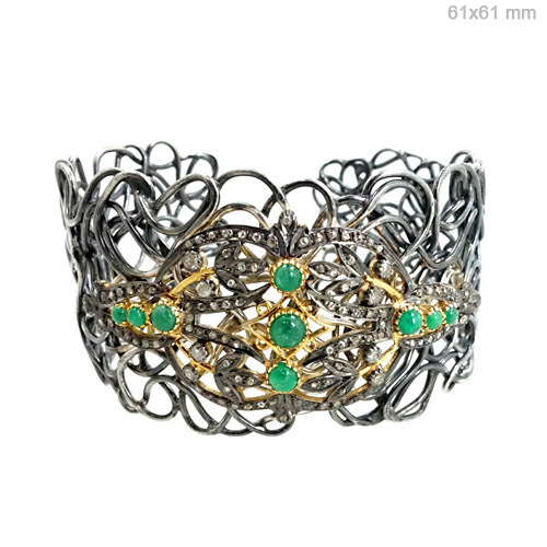 Diamond Emerald Gold Bangle