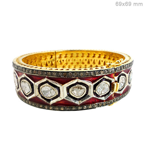Rose Cut Diamond Gold Bangle