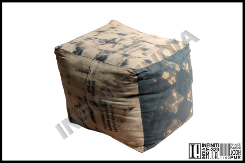 Fabric Old Canvas Pouf