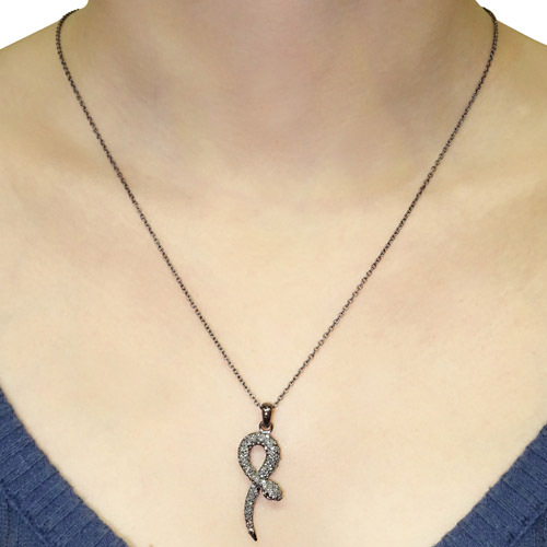 Pave Diamond Silver Snake Pendant