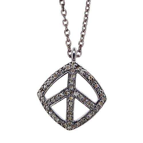 Diamond Pave Peace Pendant Jewelry