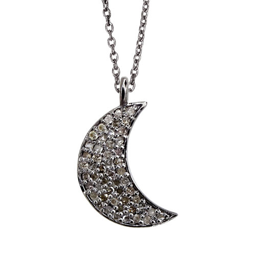 Pave Diamond Crescent Moon Pendant