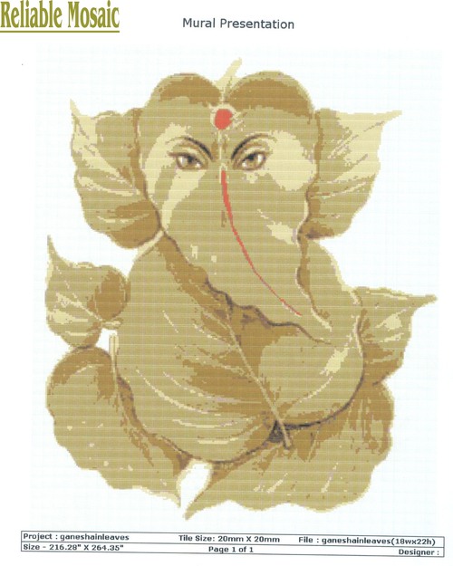 Ganesh Ji Leaves Mosaic Tile