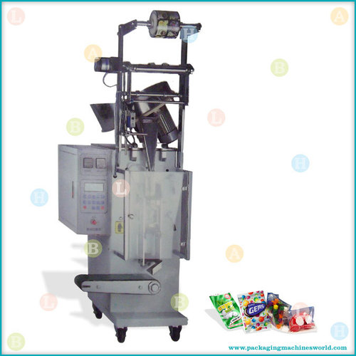 Automatic Vertical Small Pouch Packing Machine with Mechanical Counter Filler & PLC Control - Steel, Variable Dimensions, Mechanical Continuous Motion, Easy Operation