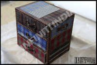 Vintage Storage Box - Polished Steel, Square Shape | Crafted From Wrought Iron, Galvanized Iron, And Reclaimed Antique Woods