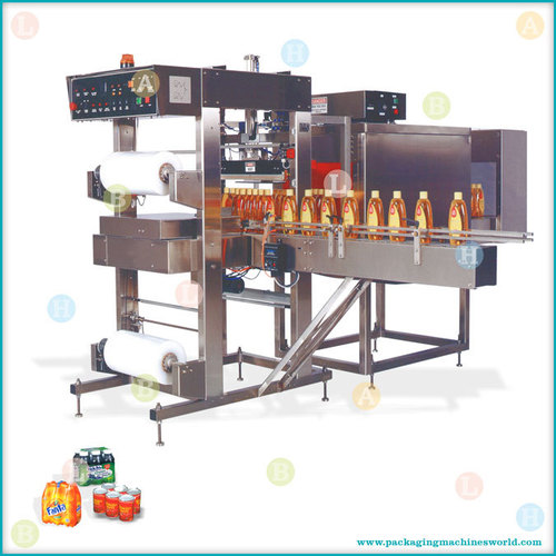 Shrink Tunnel with Collator and Web Sealer for Group Packing of Bottles
