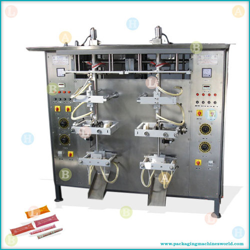 Automatic Double Head Vertical Pouch Packing Machine with Gravity Filler for Ice-pop 