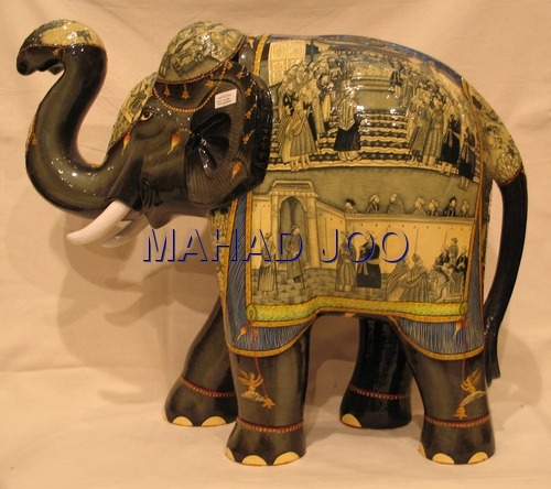 HAND CRAFT HAND PAINTED PAPER MACHIE ELEPHANT KASHMIR