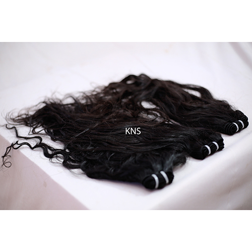 Natural Colour Black And Brown Machine Weft Human Hair