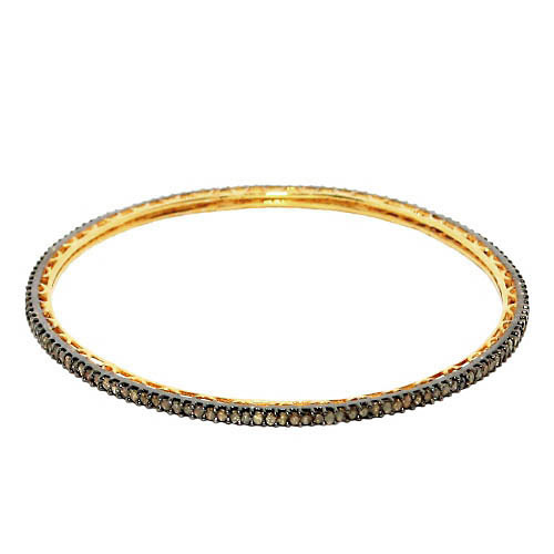 Natural Diamond Silver Sleek Bangle Jewelry