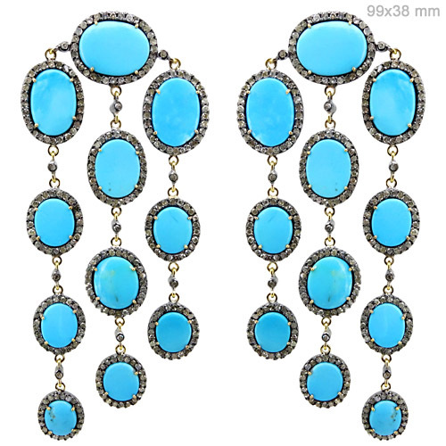 Turquoise Diamond Dangle Earrings