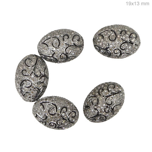 Pave Diamond Silver Bead Finding