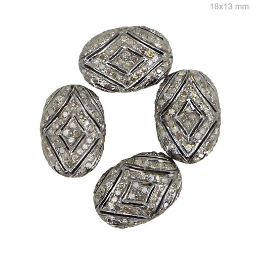 Diamond Pave Silver Finding Beads Jewelry
