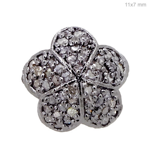 Flower Diamond Pave Silver Finding